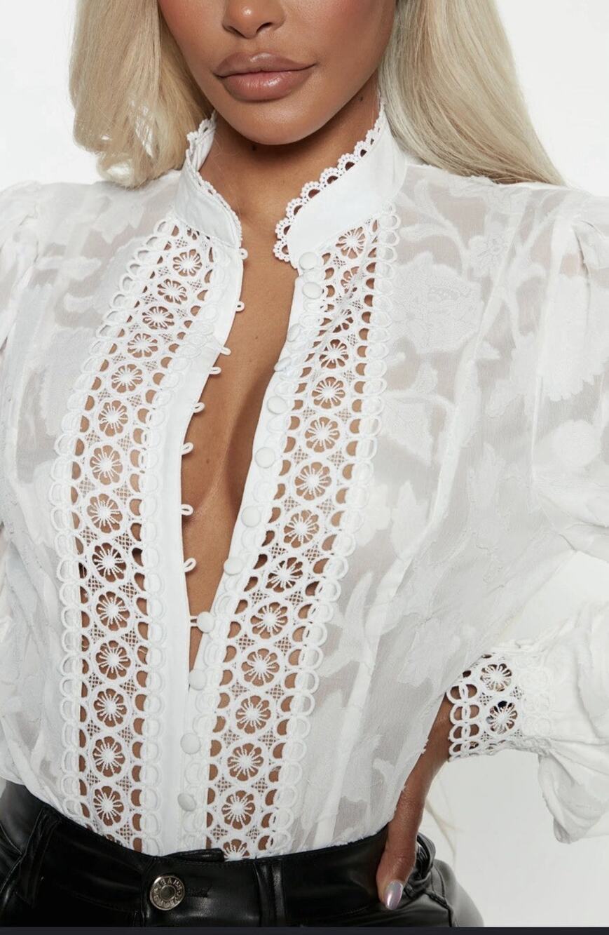 Fashion Nova Women's White Long Sleeve Blouse XL